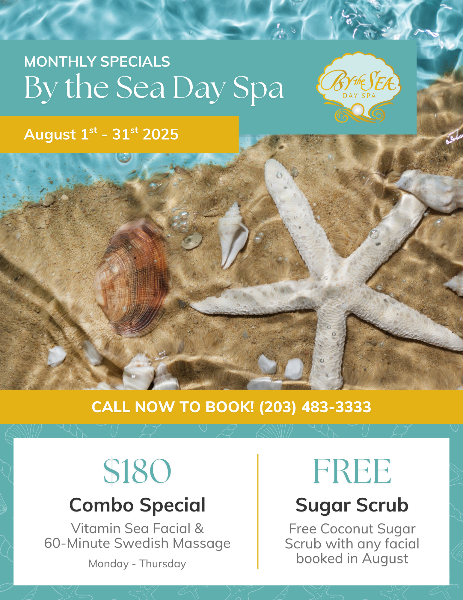 By the Sea Day Spa August 2025 Monthly Specials